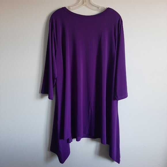 Vivid Purple long Tunic with sharkbite hem in size 2x NWT - Picture 2 of 5